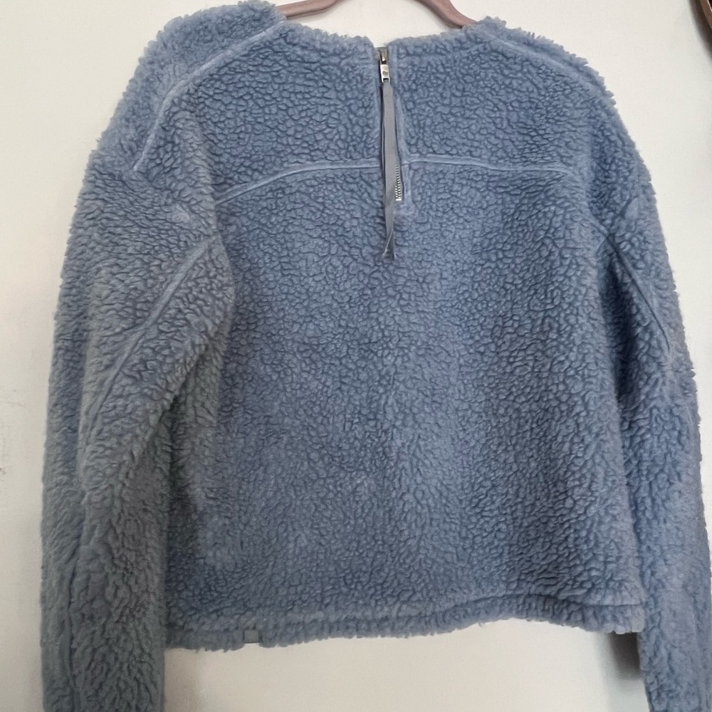 Lululemon Wool Whenever Crew Sweatshirt Size 8 Chambray Blue Sherpa Fleece - Picture 4 of 7